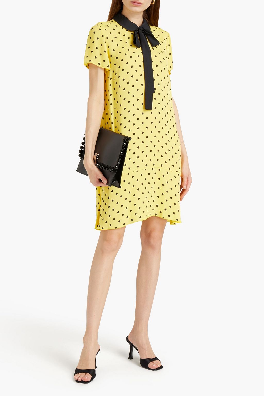 REDVALENTINO Pussy-bow polka-dot crepe mini dress