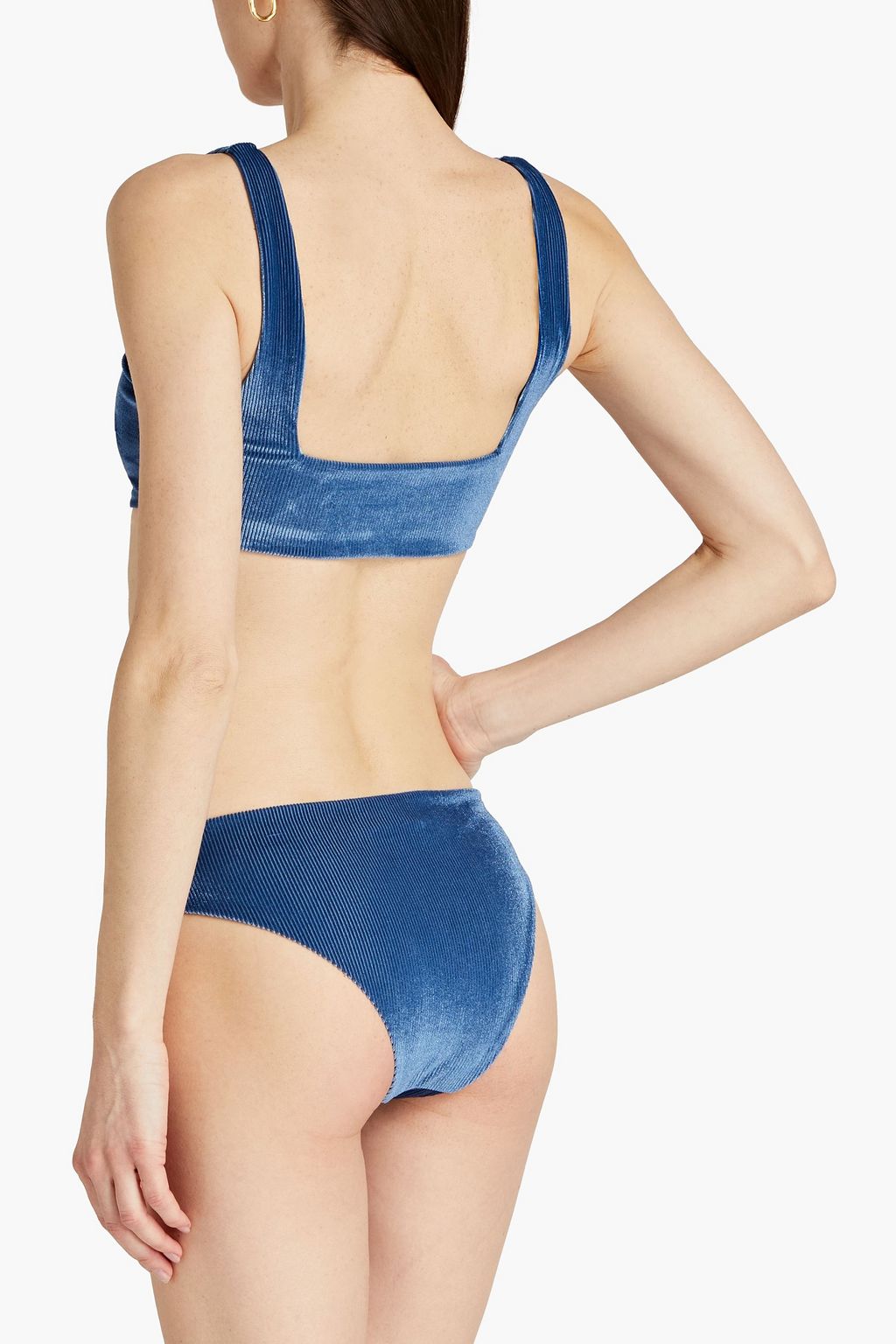 ONIA Amber ribbed velvet bikini top