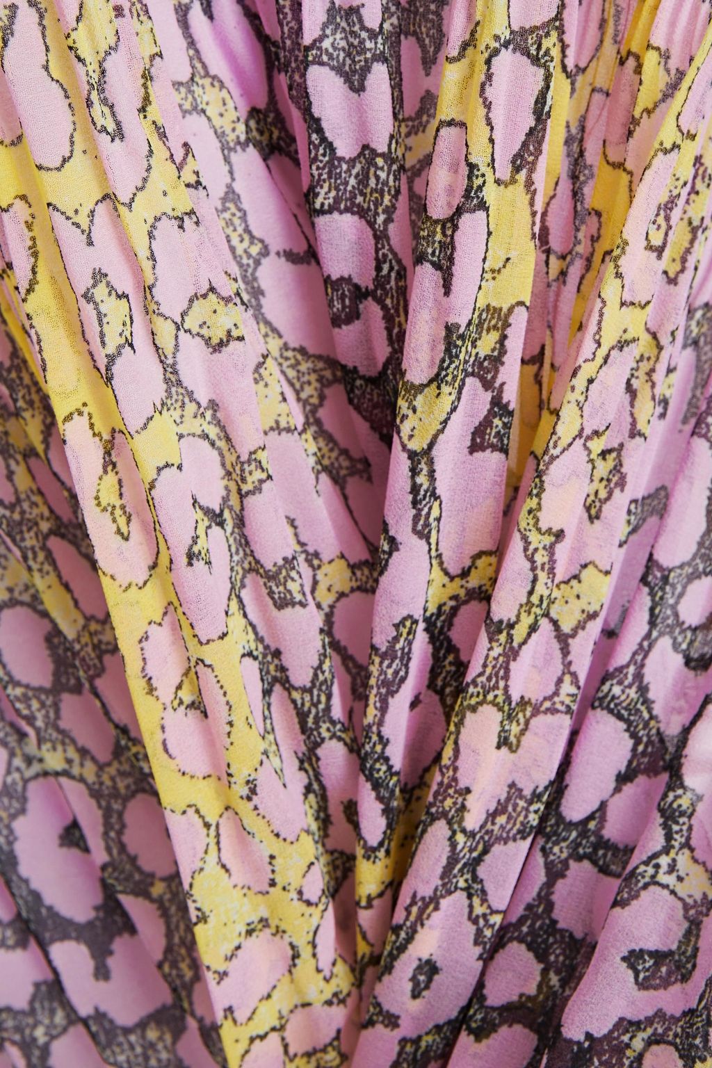 GANNI Pleated printed crepe blouse