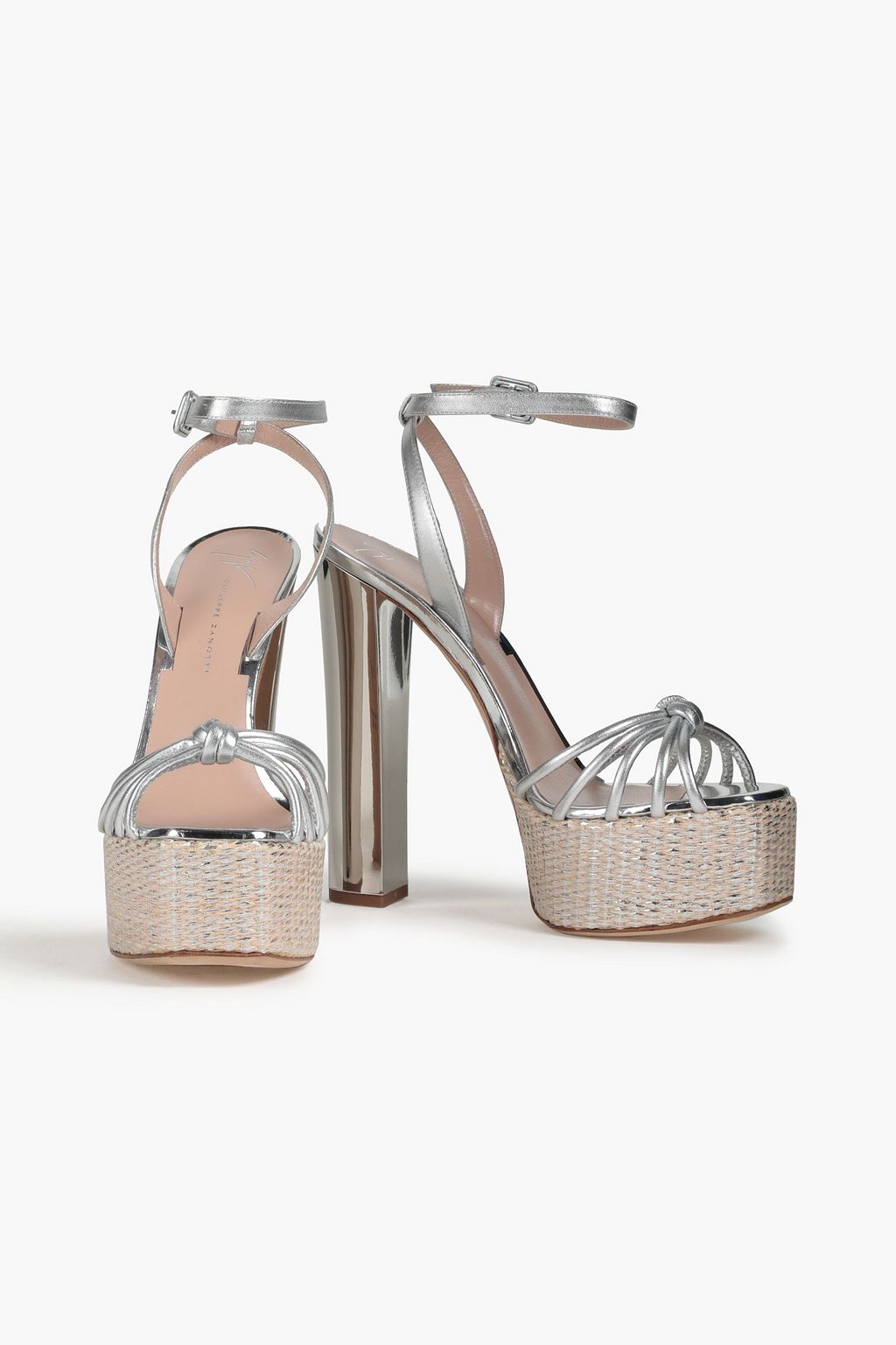 GIUSEPPE ZANOTTI Knotted metallic leather platform sandals