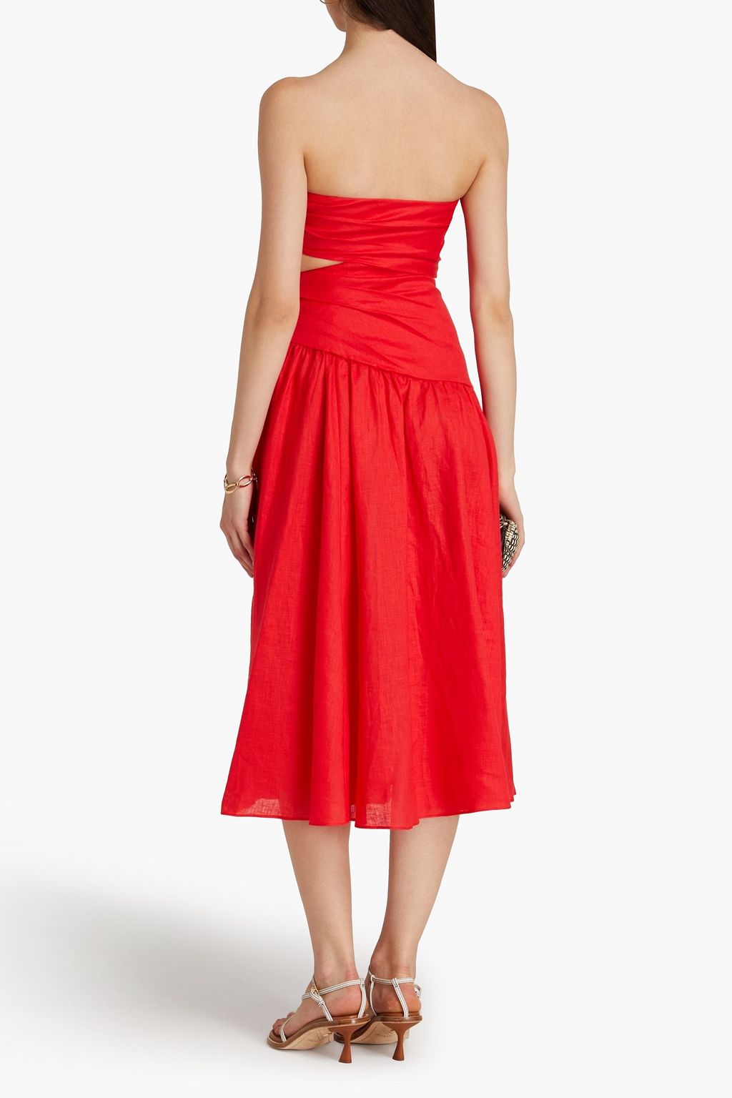 ZIMMERMANN Strapless cutout linen midi dress