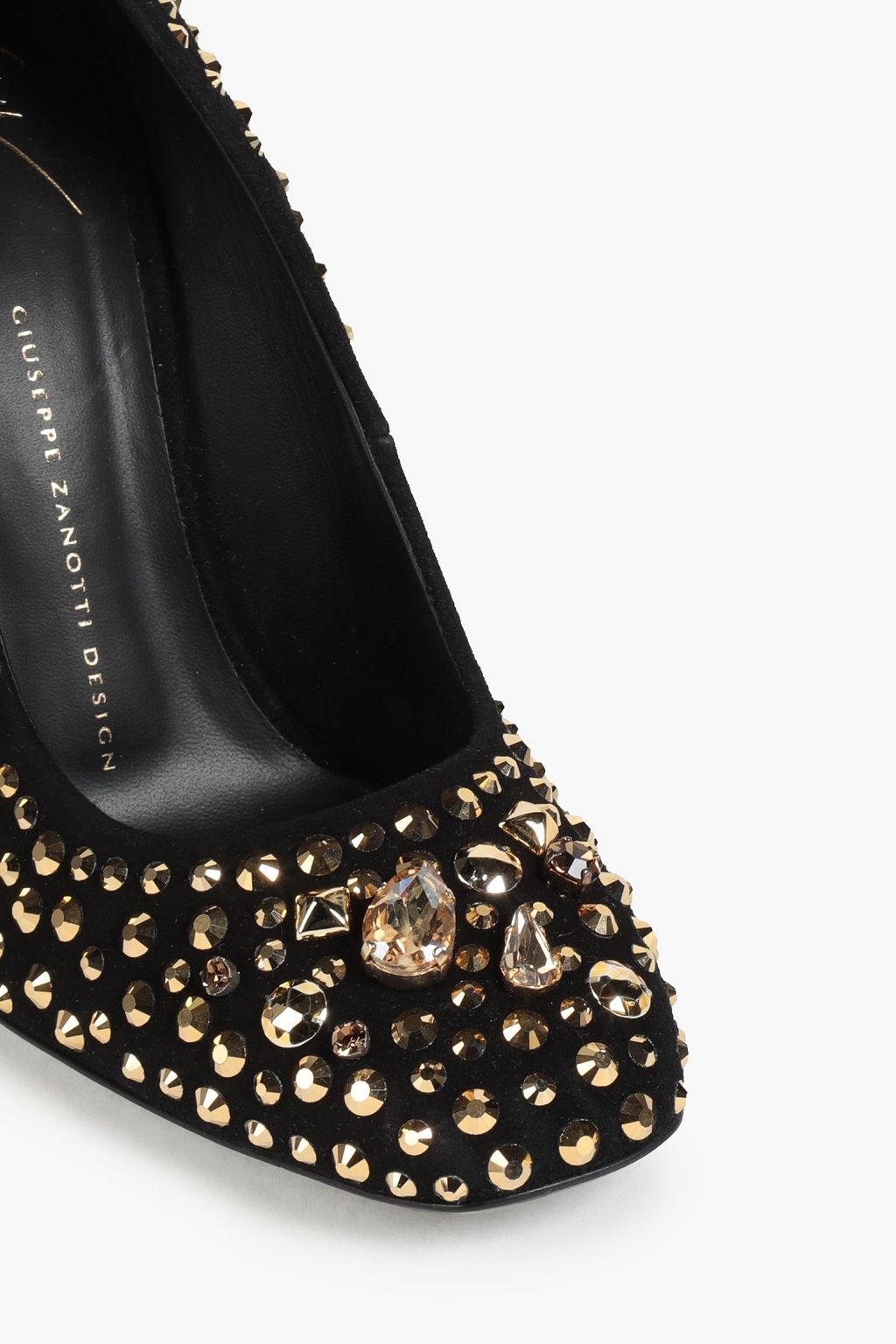 GIUSEPPE ZANOTTI Crystal-embellished suede pumps