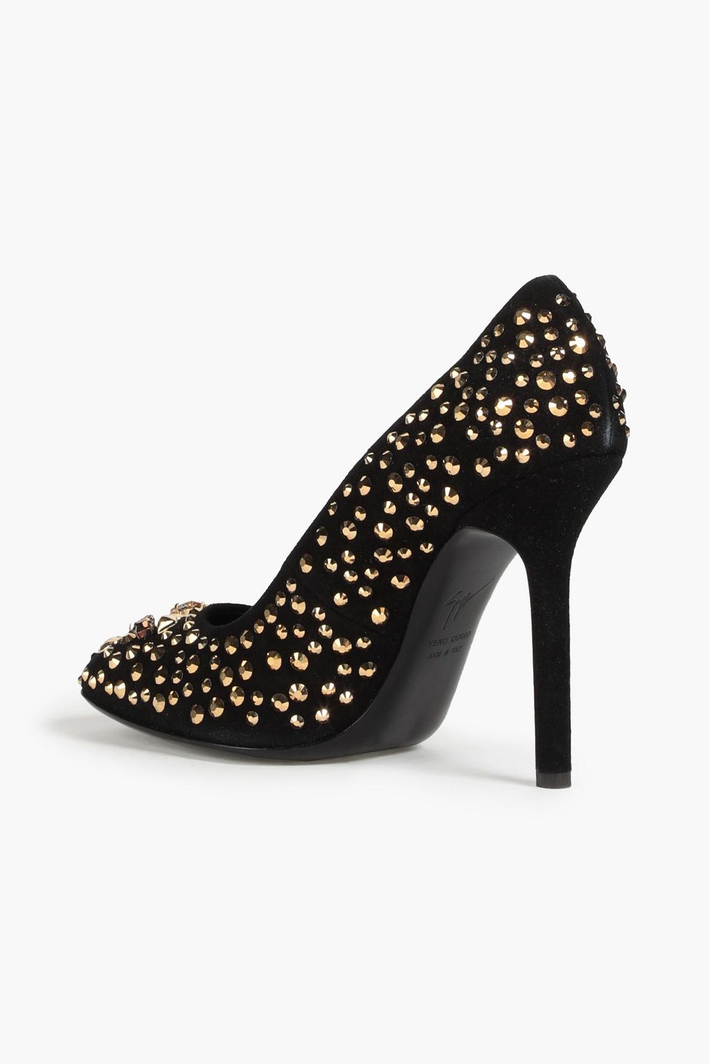 GIUSEPPE ZANOTTI Crystal-embellished suede pumps