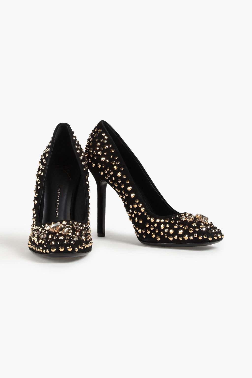 GIUSEPPE ZANOTTI Crystal-embellished suede pumps