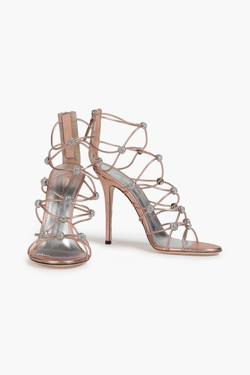 GIUSEPPE ZANOTTI Crystal-embellished leather sandals