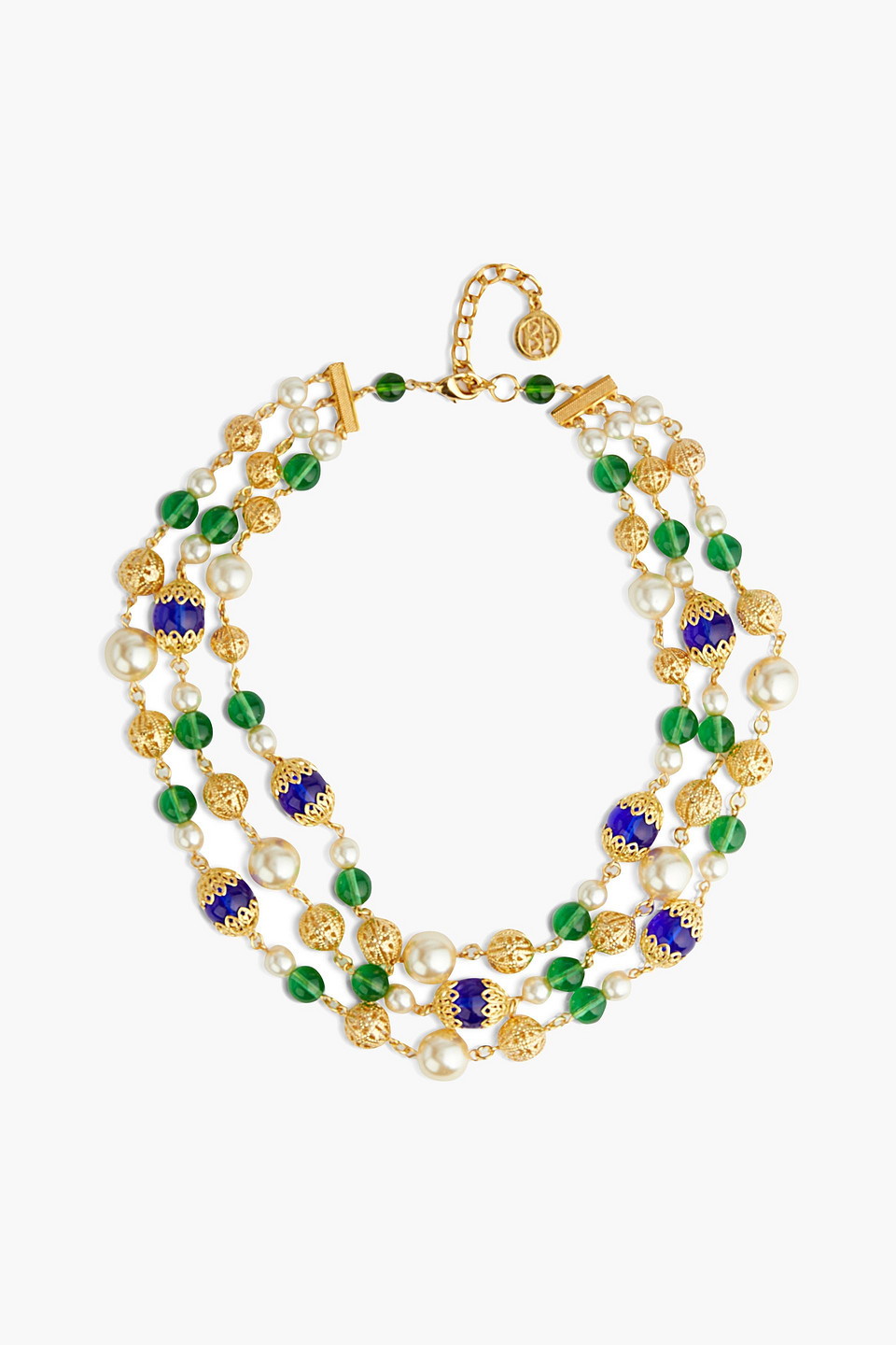 Ben-Amun 24-karat gold-plated, faux pearl and stone necklace