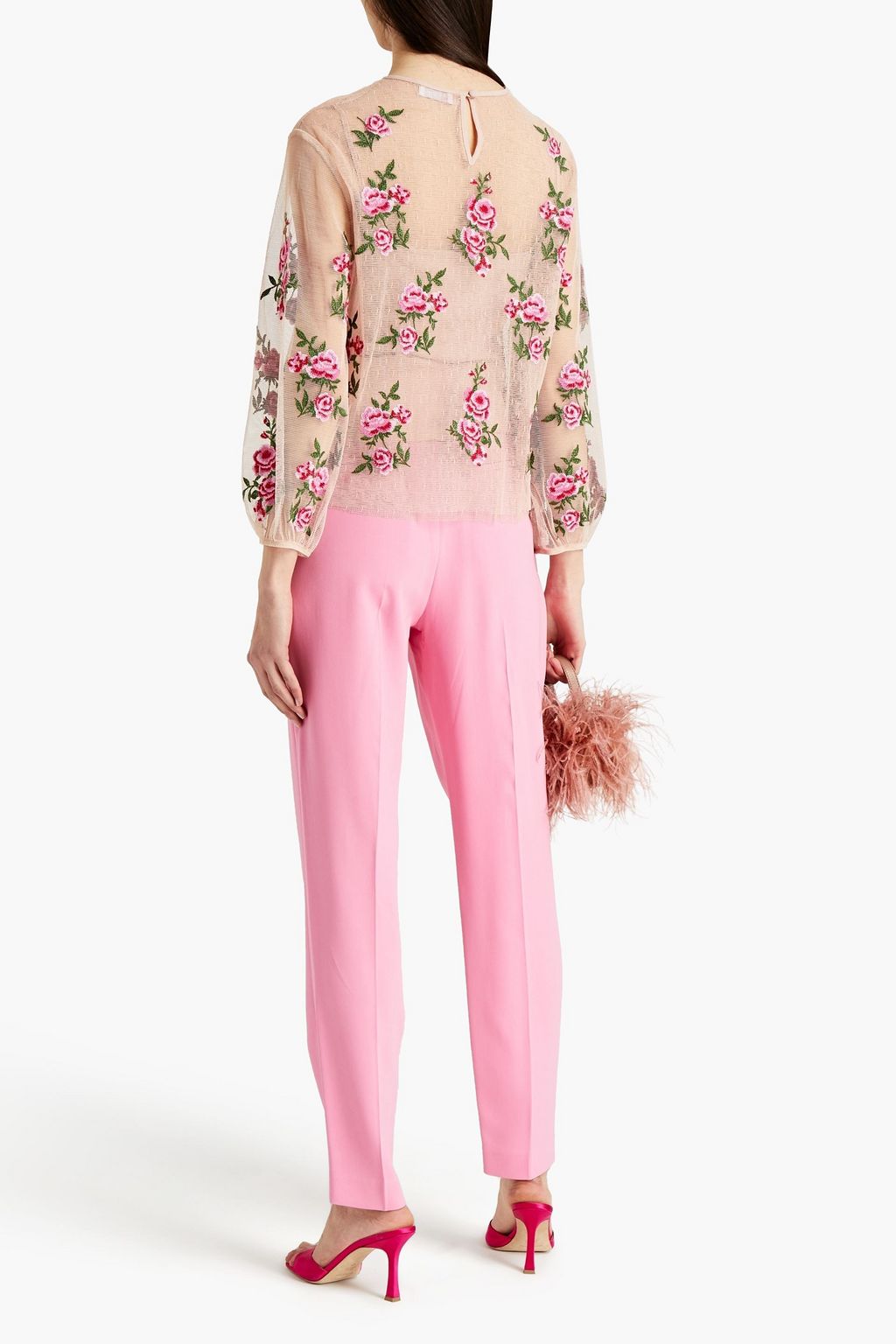 REDVALENTINO Bluse aus Point d'Esprit mit Stickereien