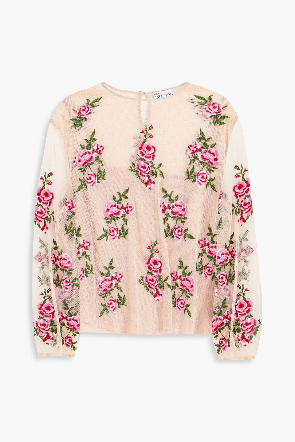 Redvalentino Woman Embroidered Point D'esprit Blouse Blush Size 38