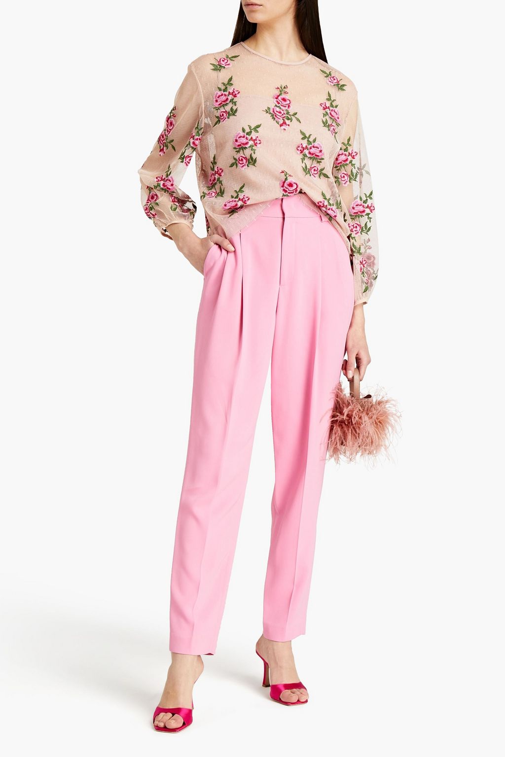 REDVALENTINO Bluse aus Point d'Esprit mit Stickereien