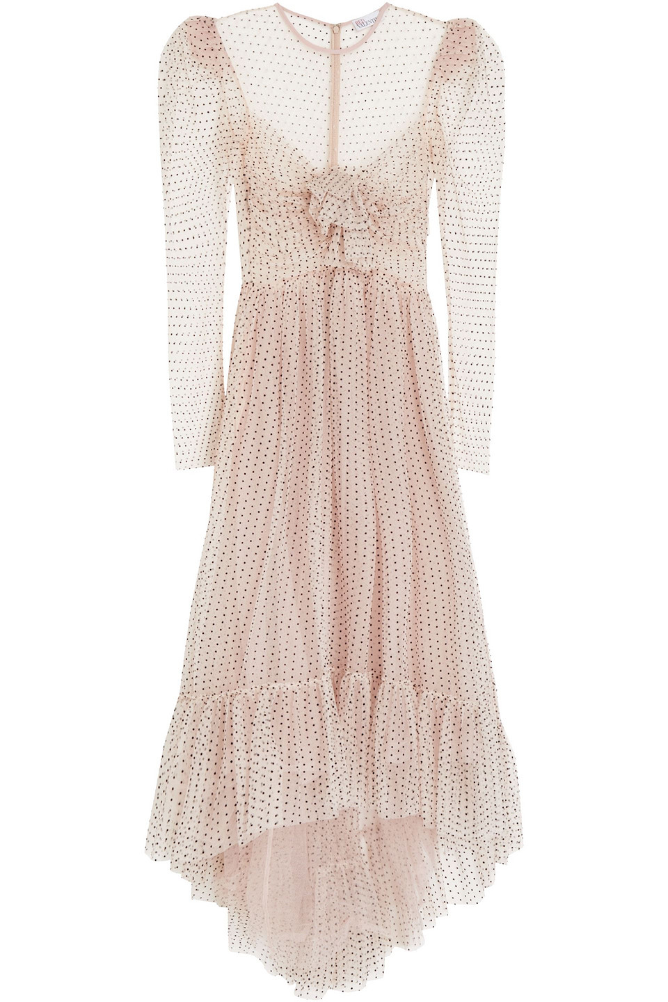 REDValentino - Bow-detailed flocked tulle maxi dress - Pink - IT 38