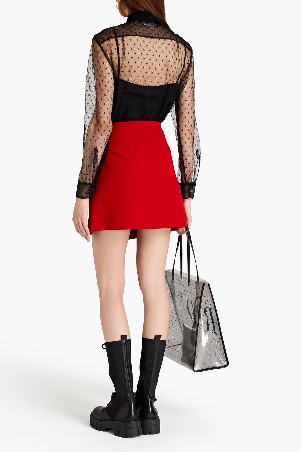 REDVALENTINO Grosgrain-trimmed point d'esprit shirt