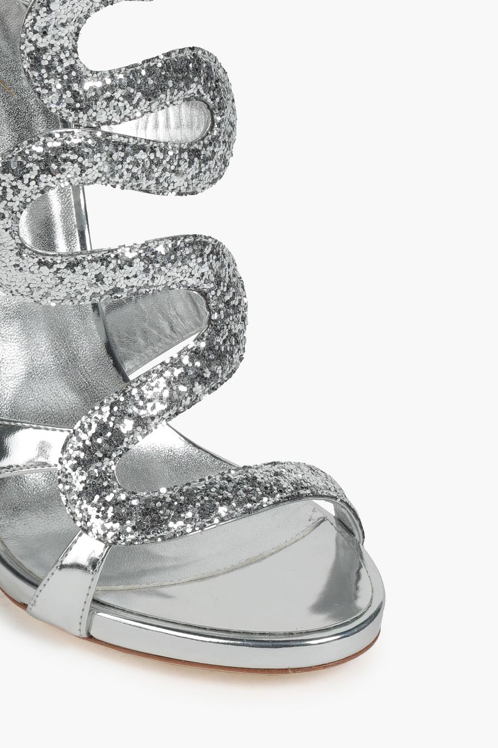 GIUSEPPE ZANOTTI Glittered mirrored leather sandals
