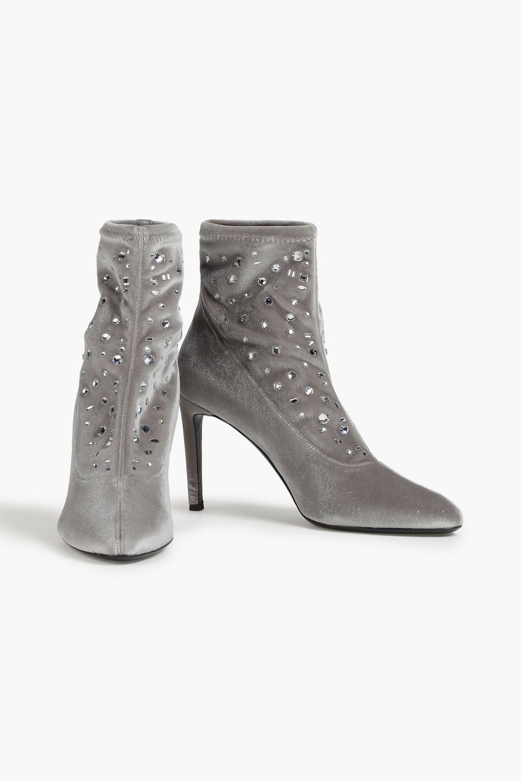 GIUSEPPE ZANOTTI Crystal-embellished velvet sock boots
