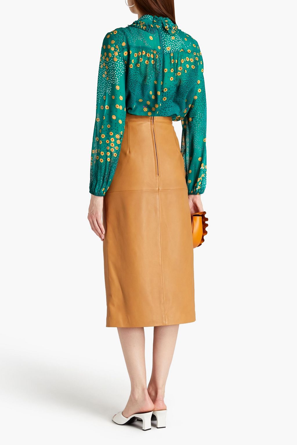 REDVALENTINO Floral-print silk-georgette blouse