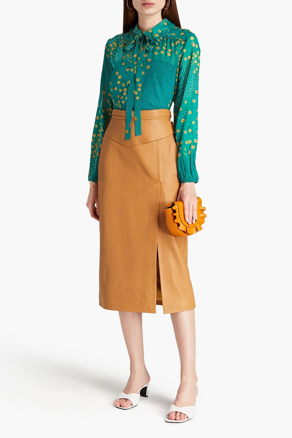 REDVALENTINO Floral-print silk-georgette blouse