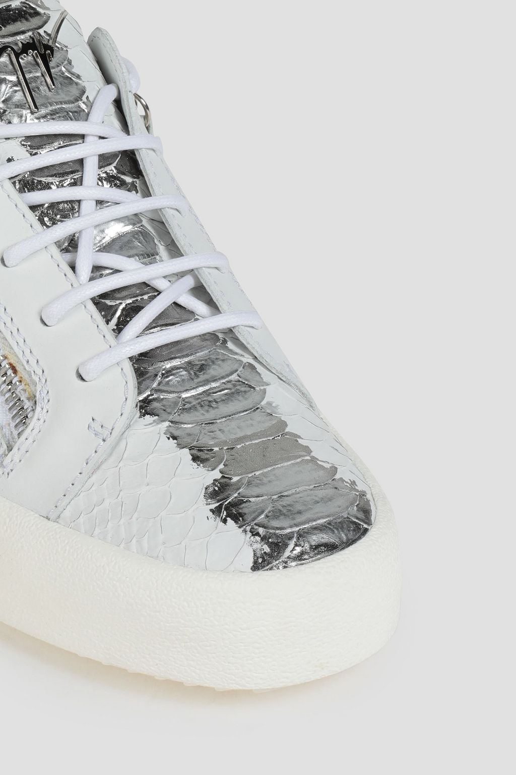 GIUSEPPE ZANOTTI Metallic croc-effect leather sneakers