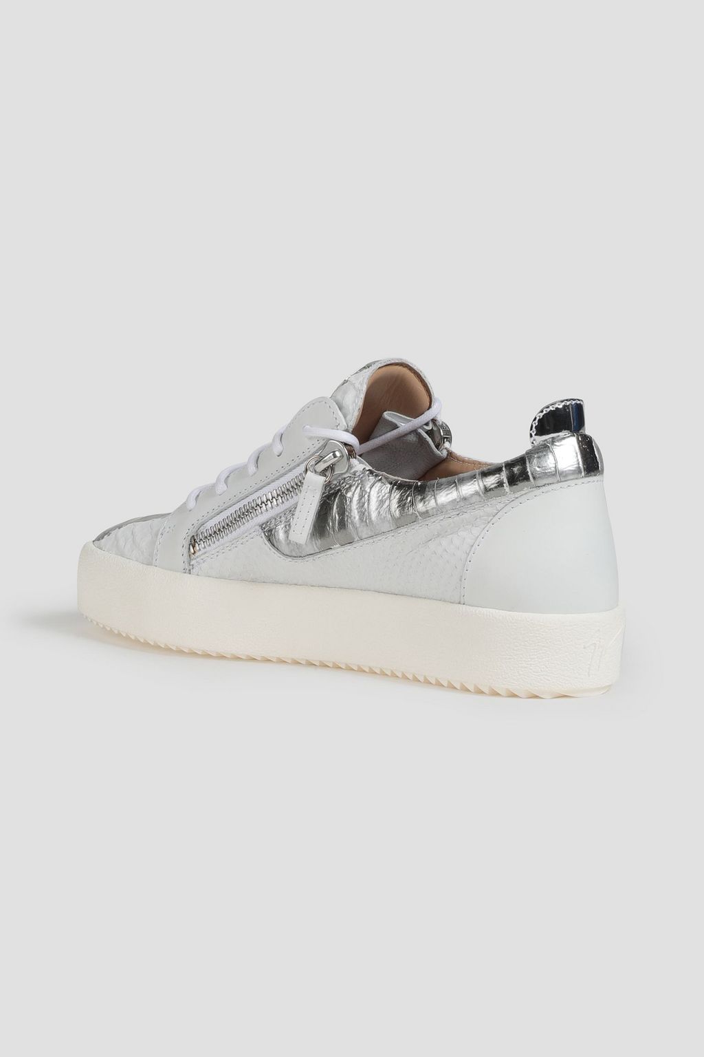 GIUSEPPE ZANOTTI Metallic croc-effect leather sneakers