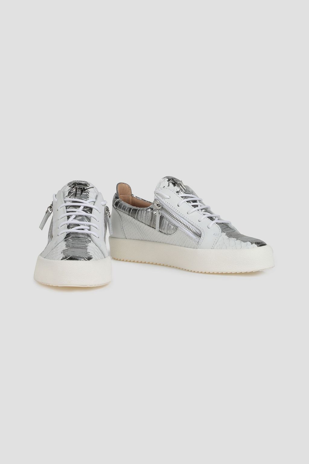 GIUSEPPE ZANOTTI Metallic croc-effect leather sneakers