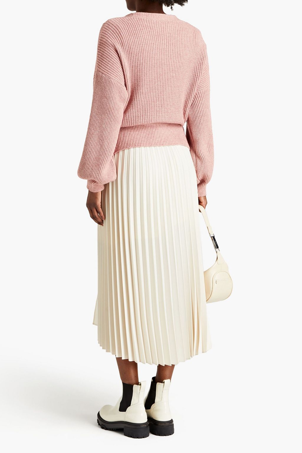 CHARLI Mélange ribbed-knit wrap cardigan