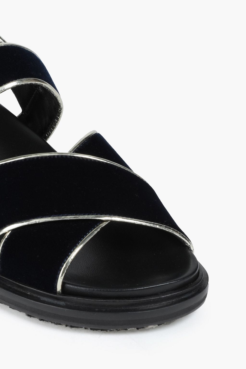 MARNI Metallic leather-trimmed velvet sandals