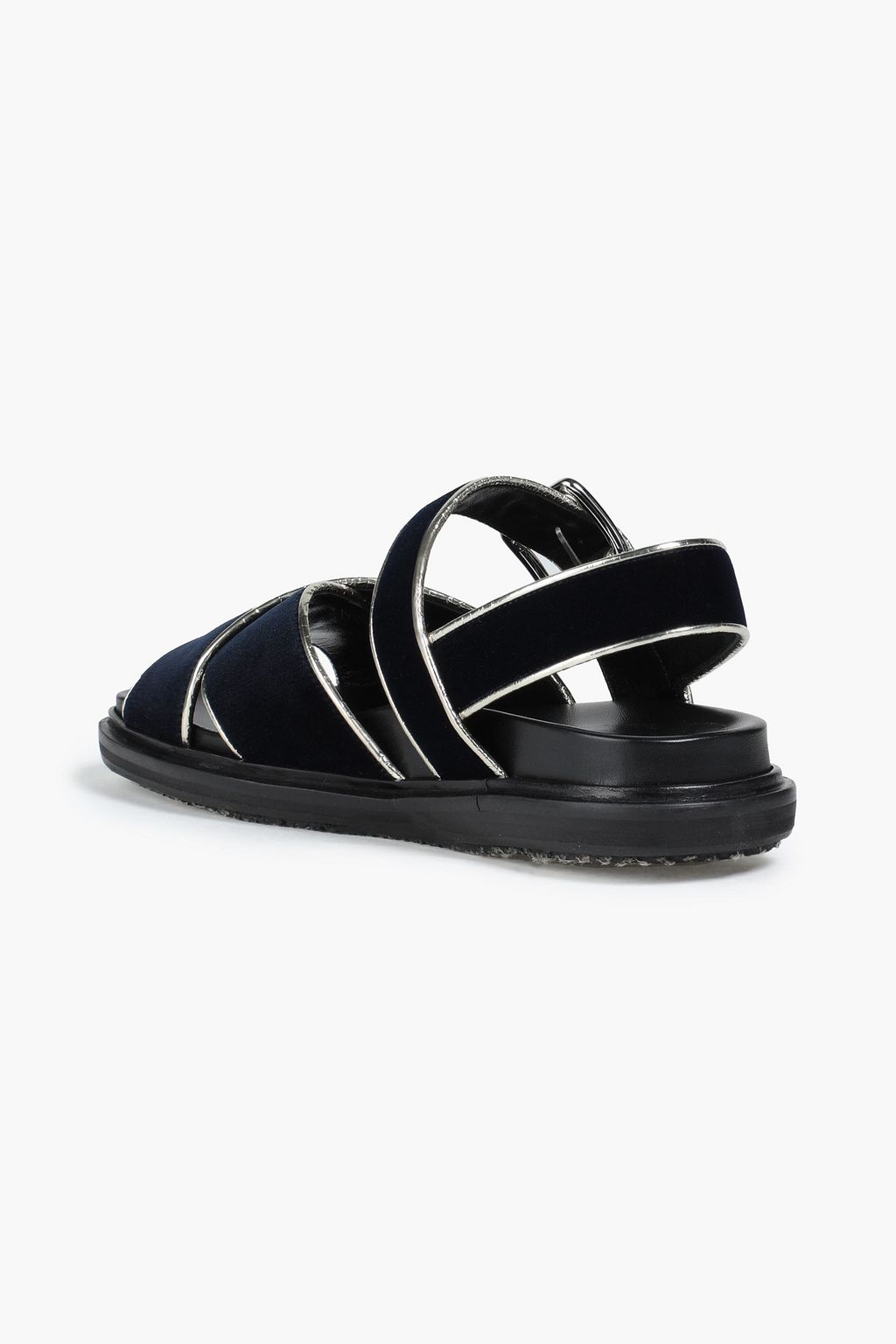 MARNI Metallic leather-trimmed velvet sandals