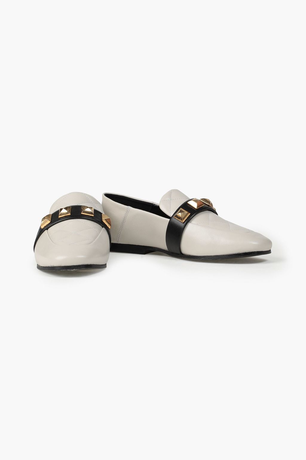 CLAUDIE PIERLOT Studded quilted leather collapsible-heel loafers