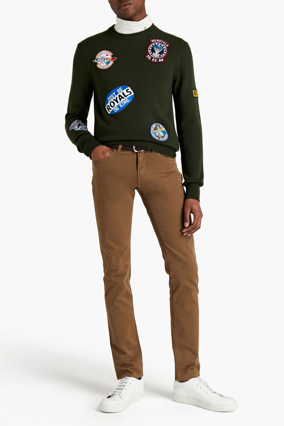 Dolce & Gabbana Appliquéd Wool Sweater In Forest Green