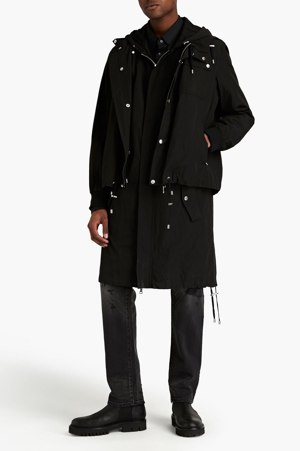 BALMAIN Convertible cotton hooded parka