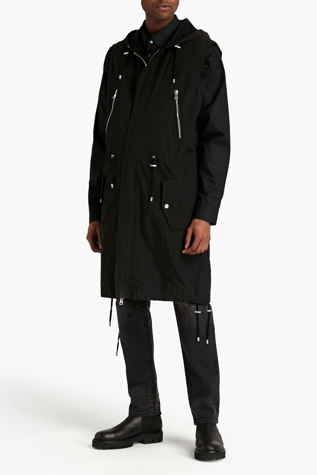 BALMAIN Convertible cotton hooded parka