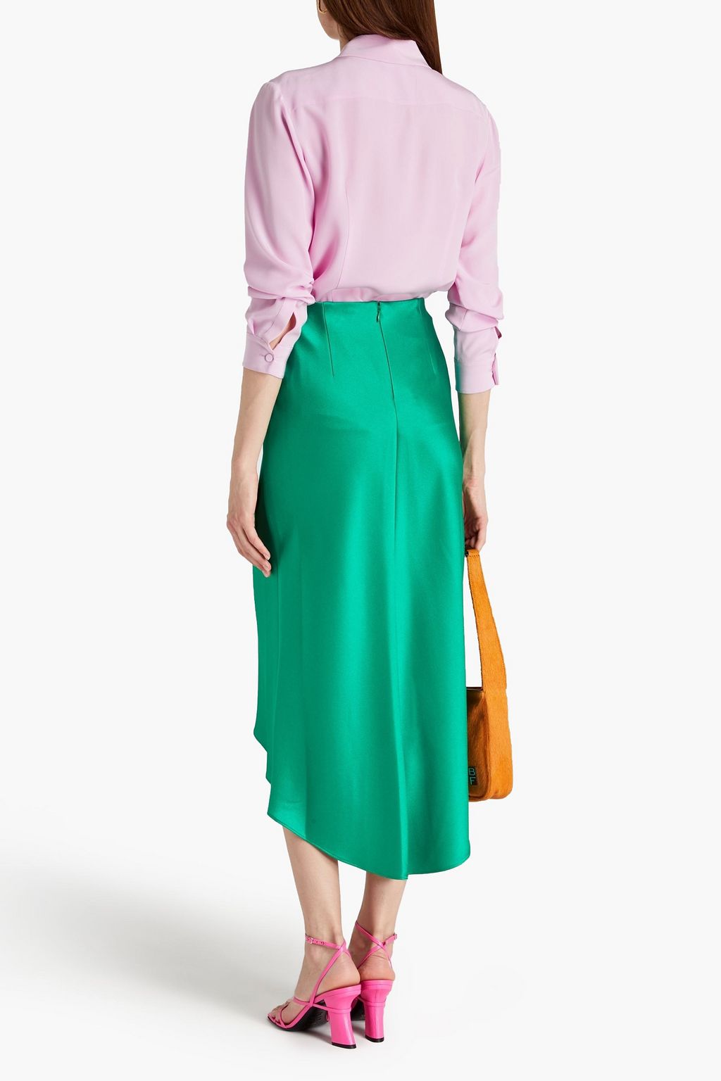 ALICE + OLIVIA Satin midi skirt