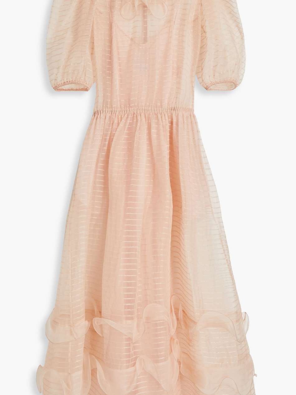 pintucked metallic silk-organza maxi dress