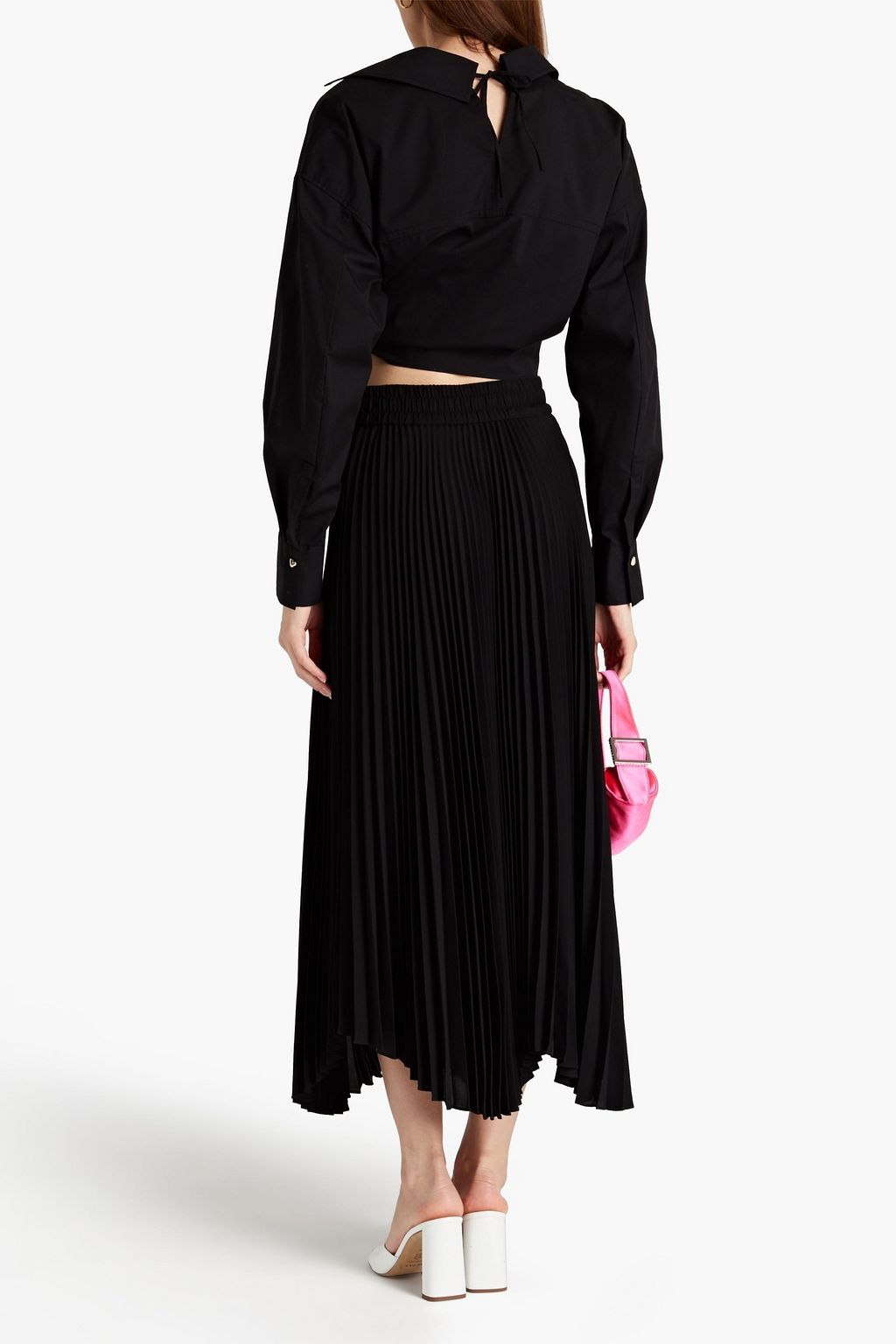 ALICE + OLIVIA Pleated crepe midi skirt