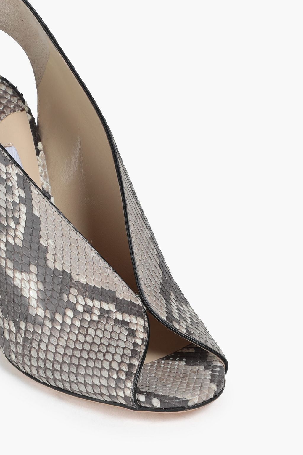 JIMMY CHOO Shar 85 snake-effect leather slingback pumps