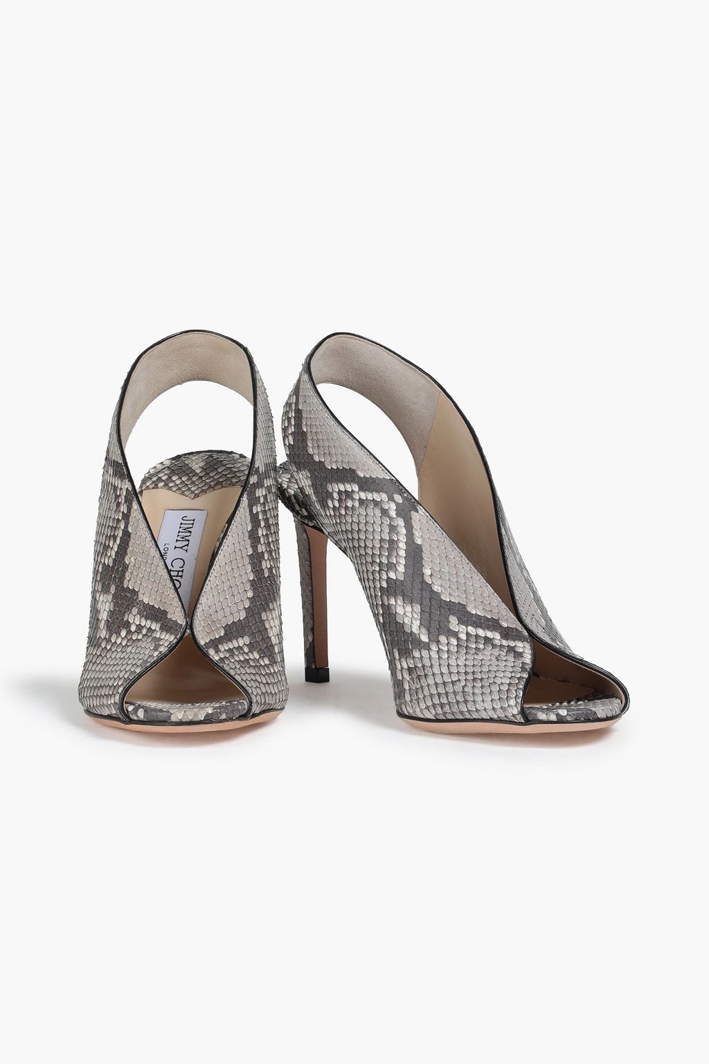 JIMMY CHOO Shar 85 snake-effect leather slingback pumps