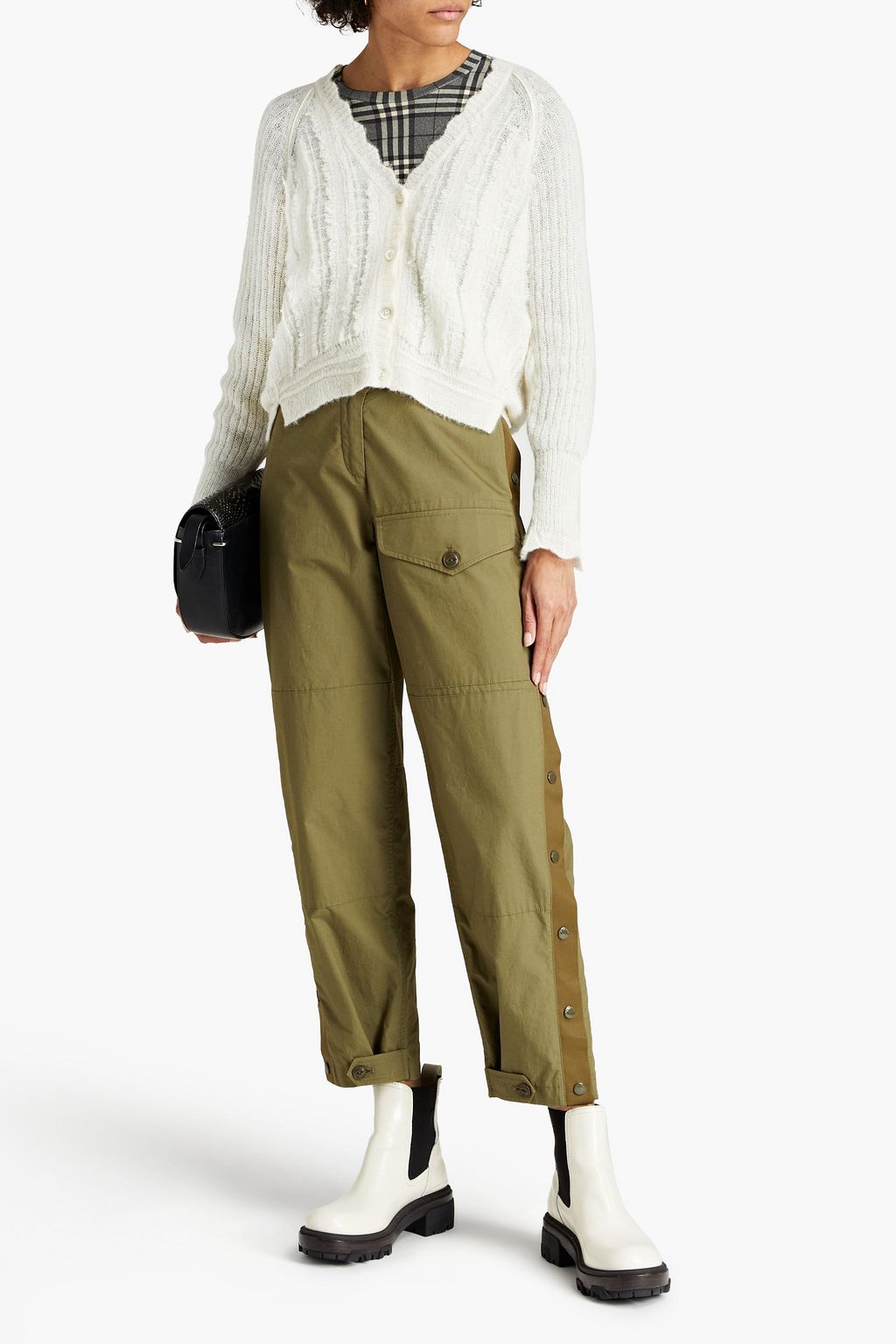 3.1 PHILLIP LIM Scalloped frayed alpaca-blend cardigan