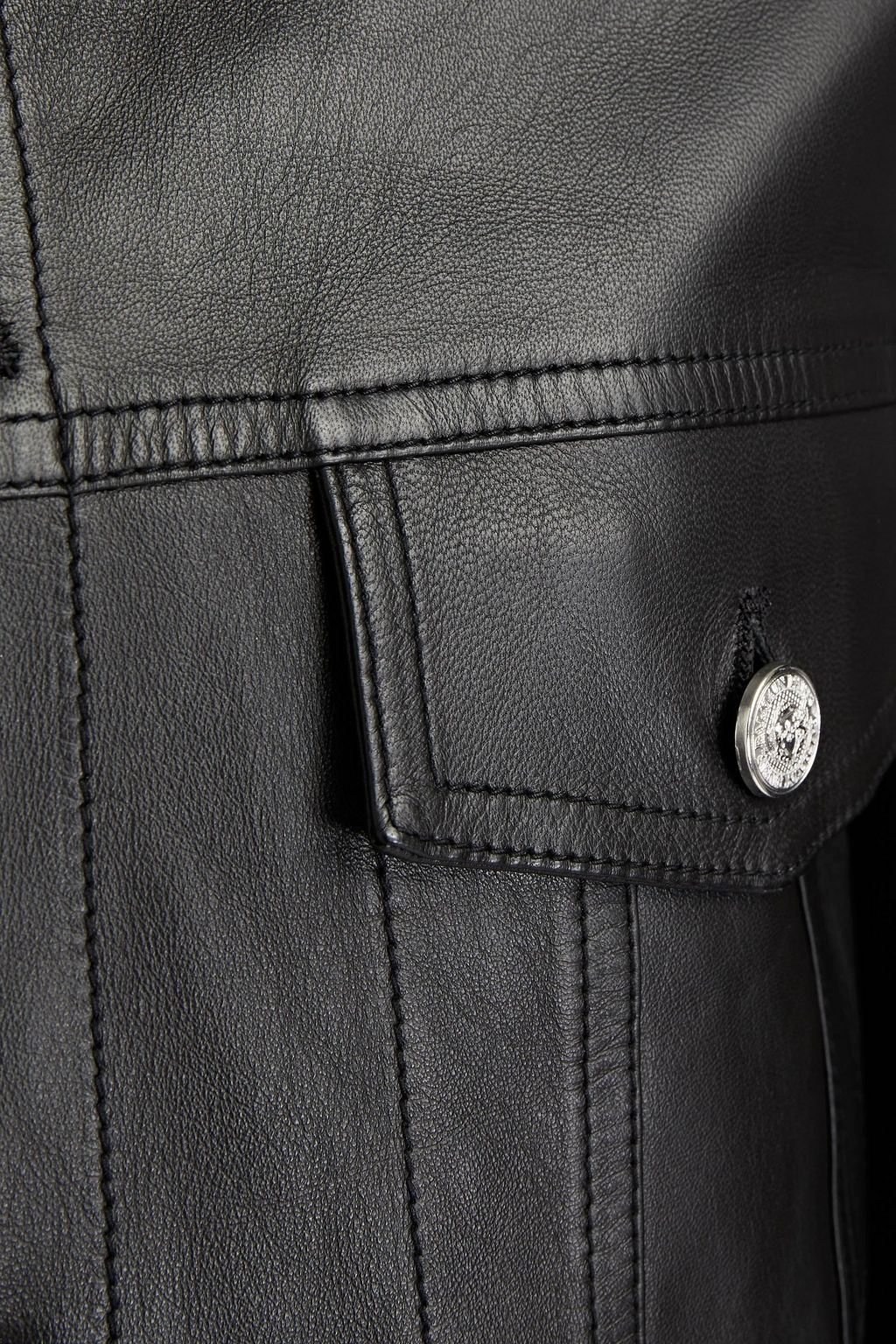 BALMAIN Logo-print leather overshirt