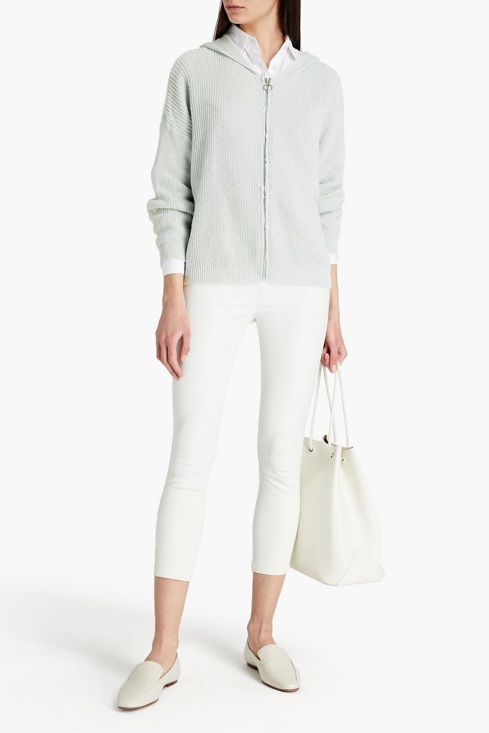 Charli Melena Ribbed Cotton-blend Hoodie In Green