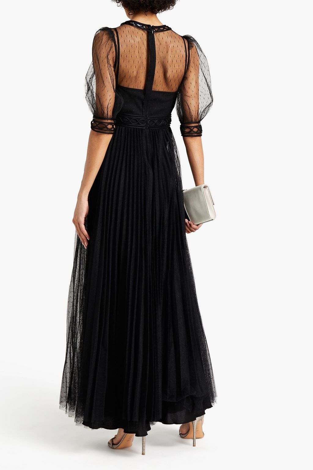 REDVALENTINO Pleated point d'esprit maxi dress