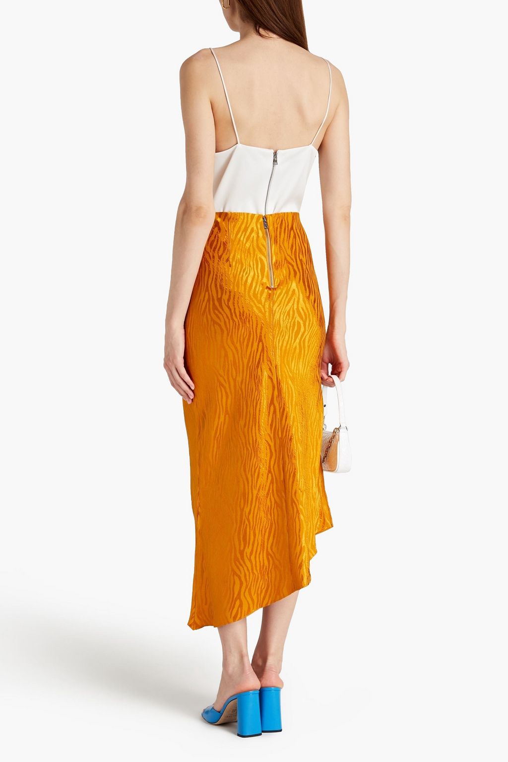ALICE + OLIVIA Satin-jacquard midi skirt