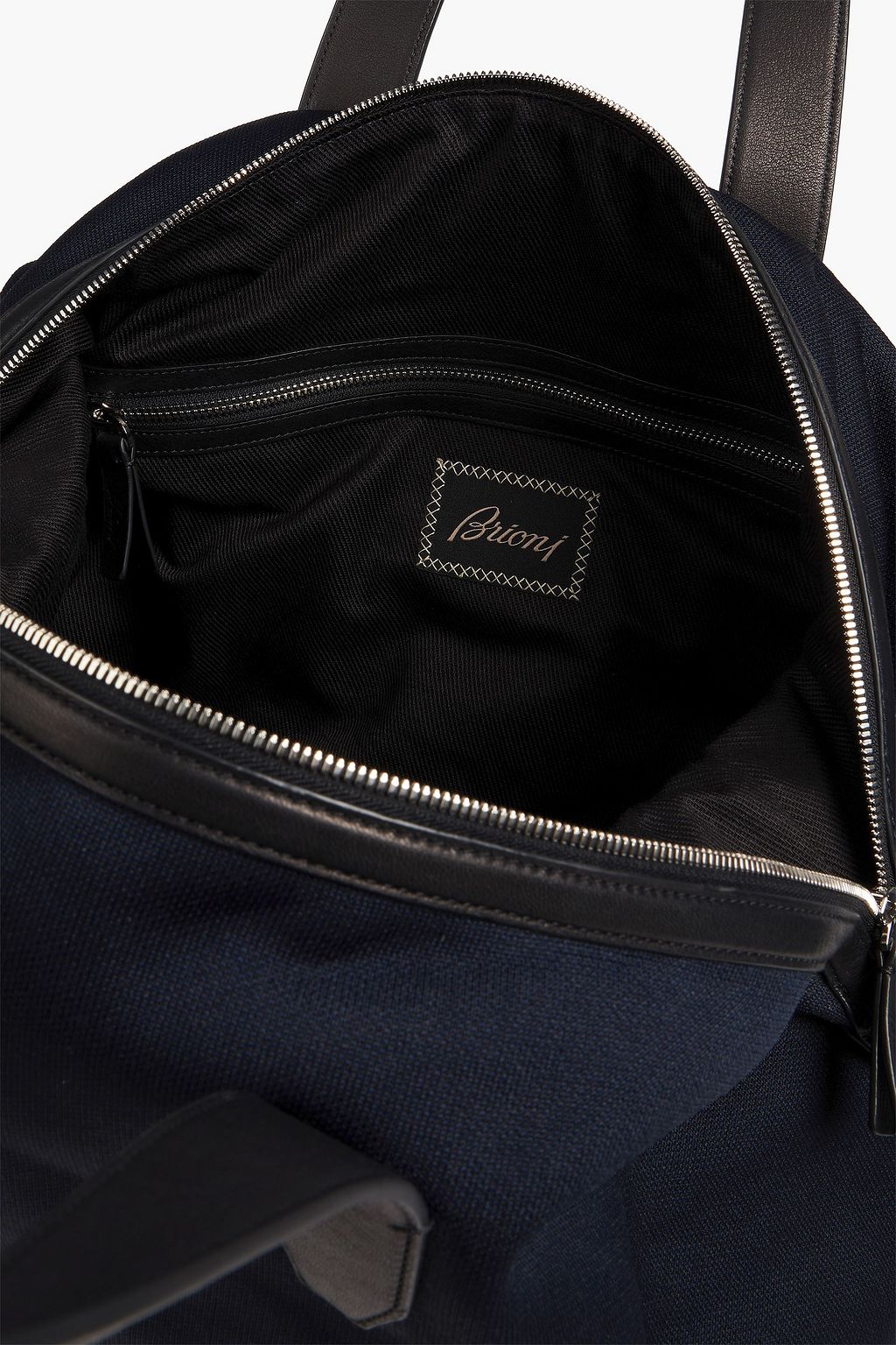 BRIONI Leather-trimmed canvas weekend bag