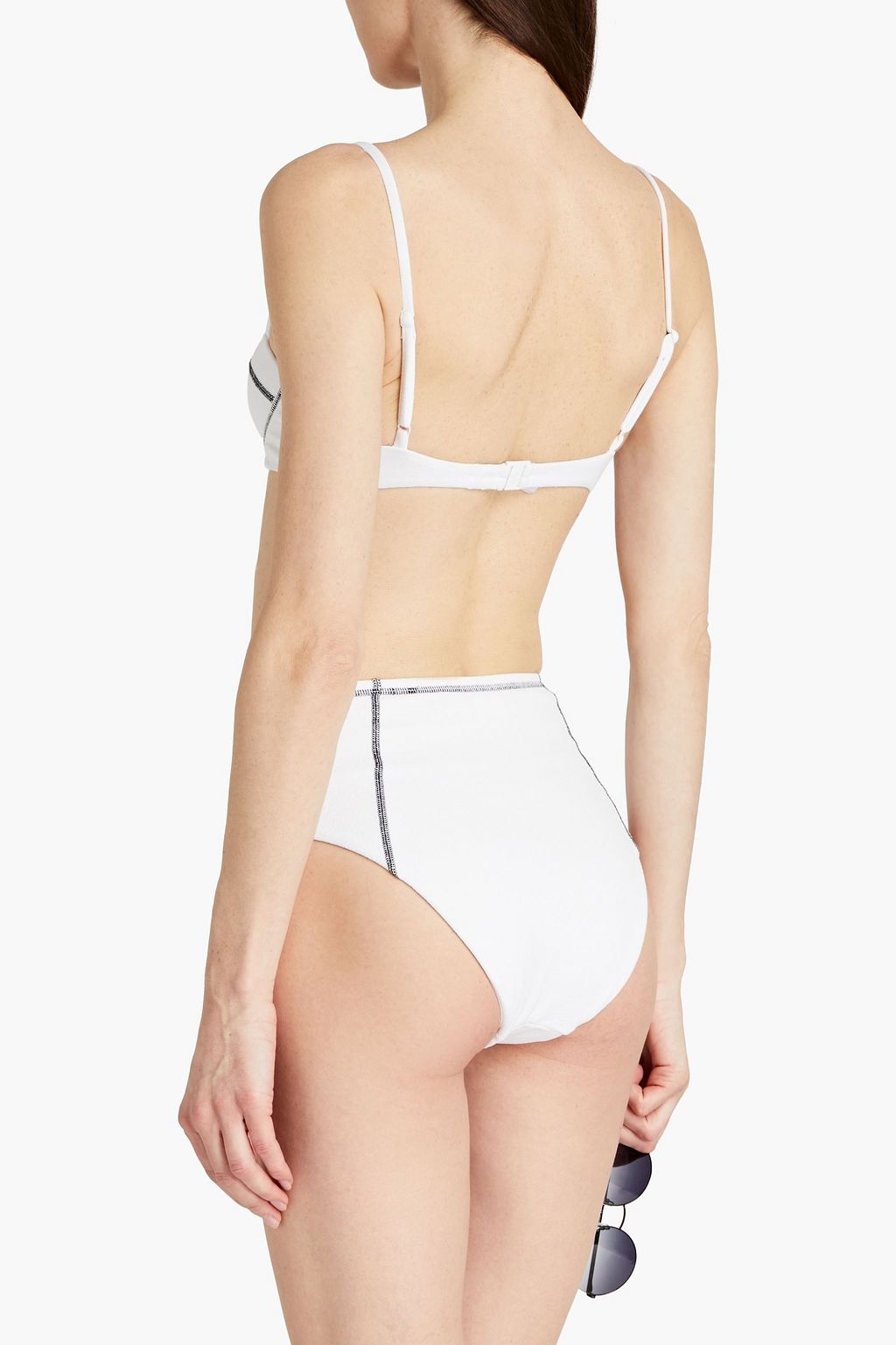 ONIA Ella hoch sitzendes Bikini-Höschen aus Seersucker
