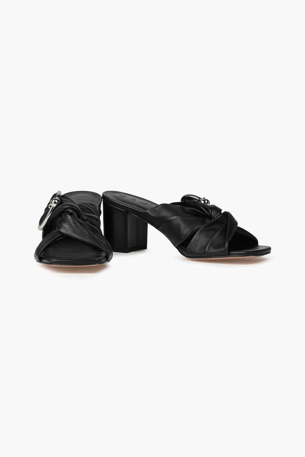 CLAUDIE PIERLOT Buckle-embellished knotted leather mules