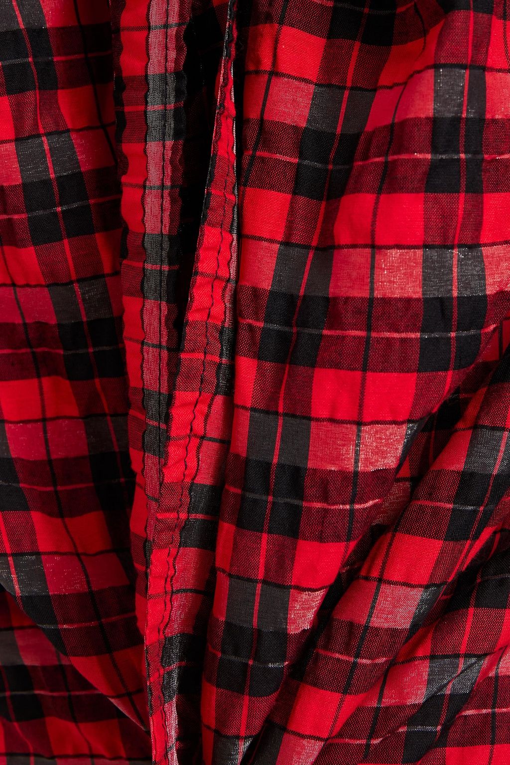 GANNI Checked cotton-blend midi skirt