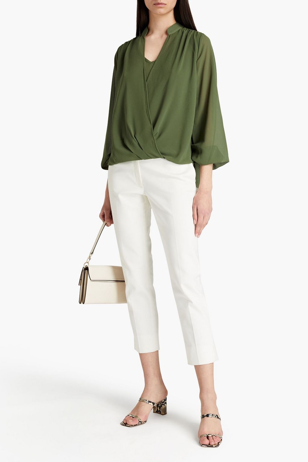 CHARLI Hanna wrap-effect georgette blouse