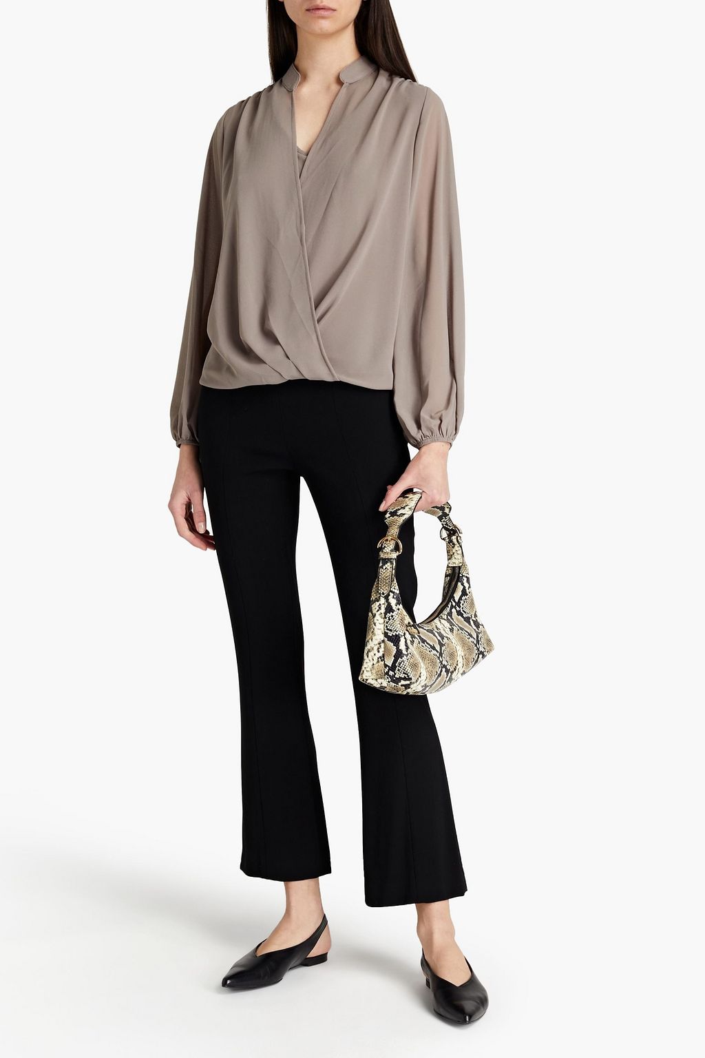 CHARLI Hanna wrap-effect georgette blouse