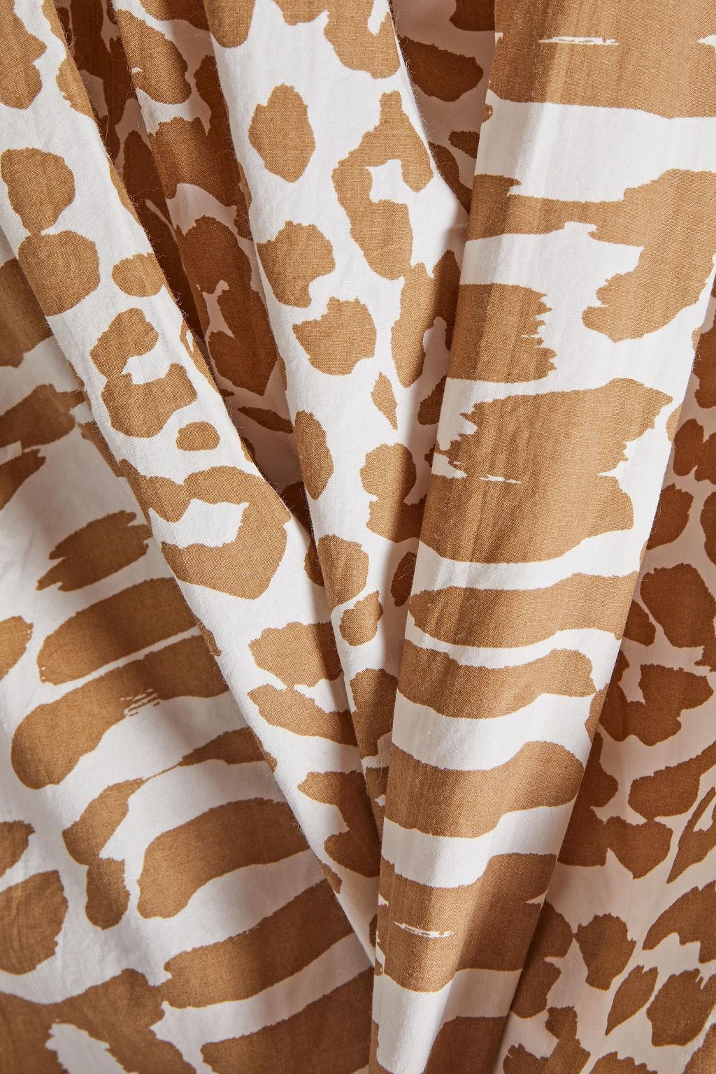 GANNI Pleated leopard-print cotton mini dress