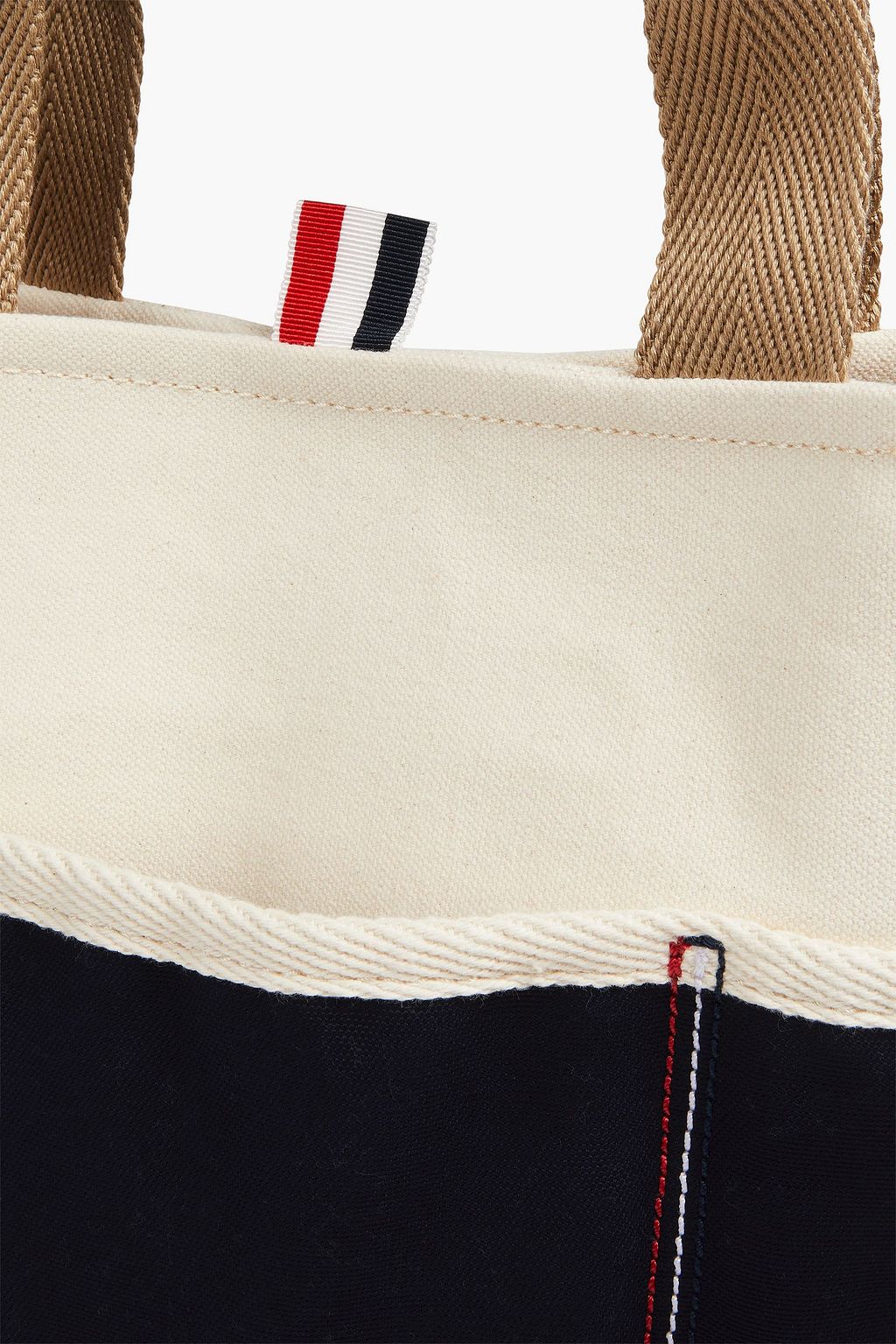THOM BROWNE Zweifarbige Beuteltasche aus Canvas