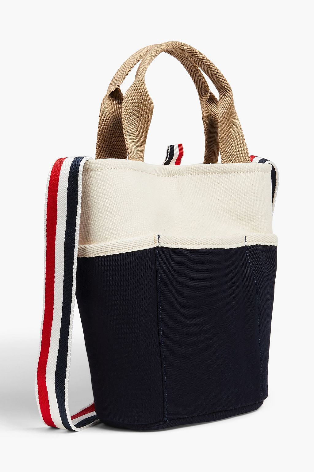 THOM BROWNE Zweifarbige Beuteltasche aus Canvas