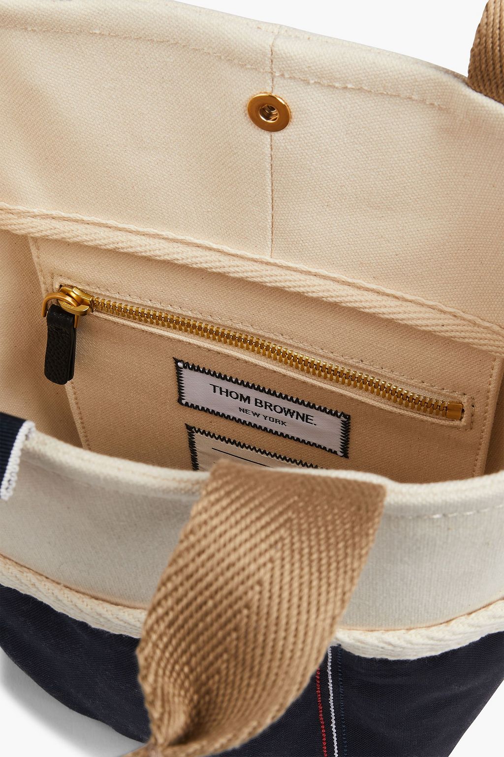 THOM BROWNE Zweifarbige Beuteltasche aus Canvas