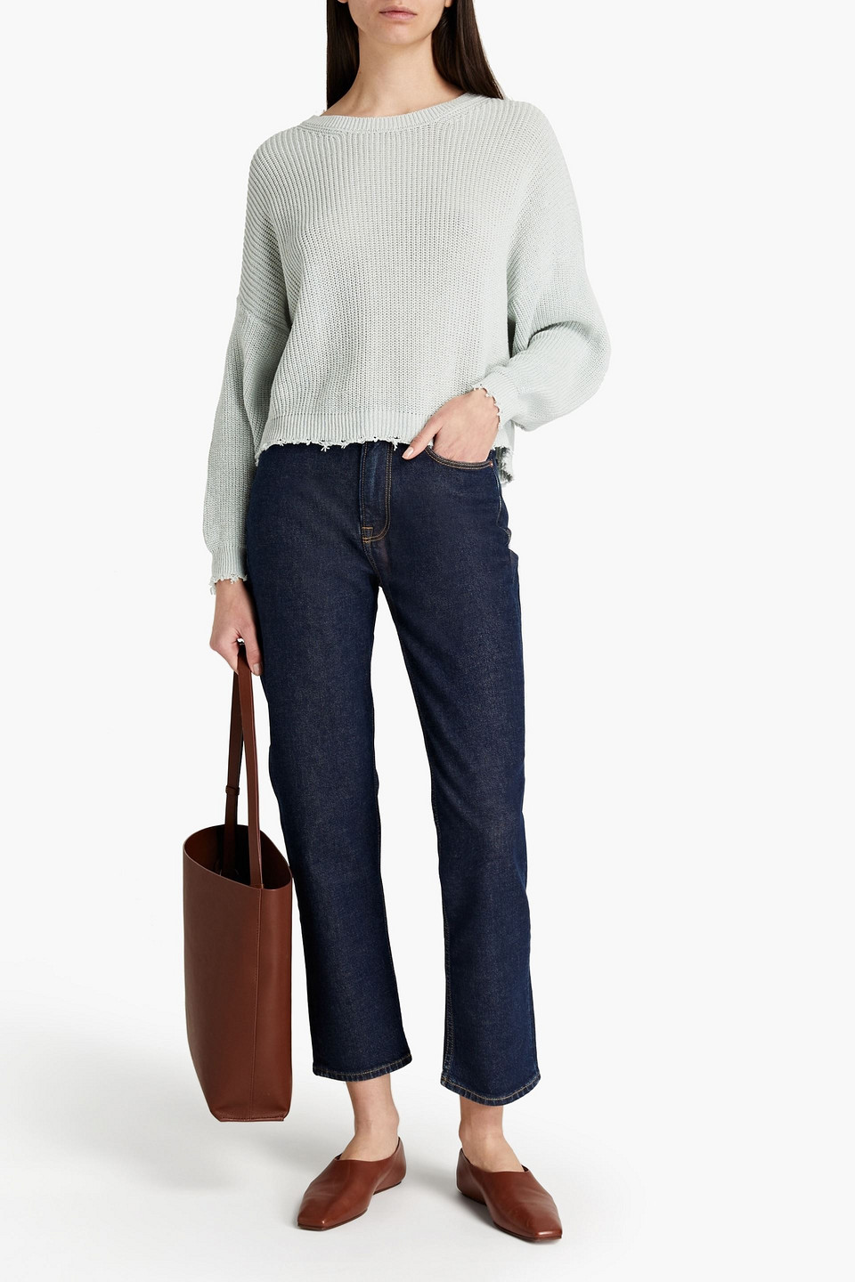 Charli Distressed Cotton-blend Jumper